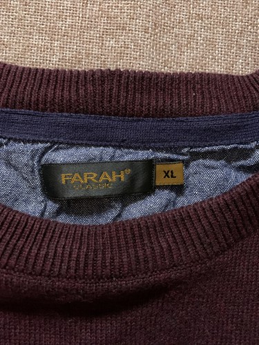 Farah Mens Sweater Burgundy Knit Crew 
