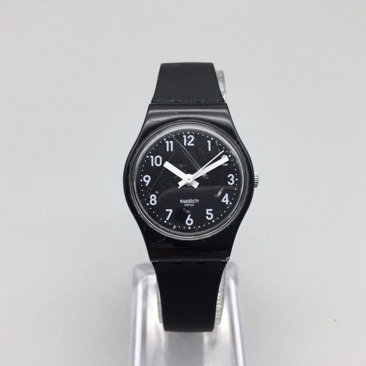 Swatch Black Single Watch Women Black Swiss Made 25mm New Battery
