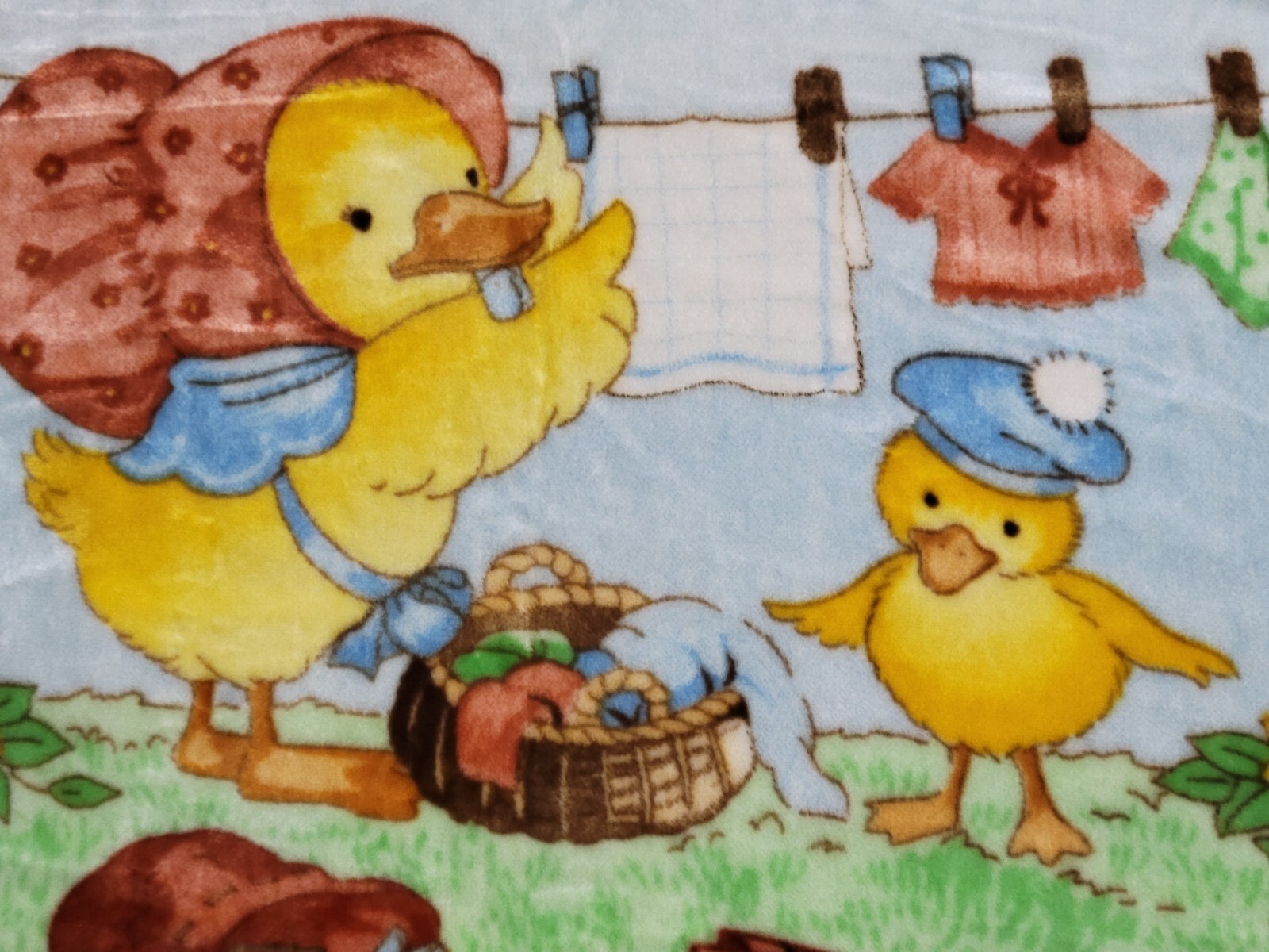 Vintage Novatex Fleece Baby Chick Duck Plush Security Crib Blanket