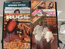 Vintage 70s Knit  Crochet 6 Leaflet Lot Leisure Arts,Bernat,Columbia Minerva