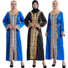 Vintage Women Muslim Abaya Long Maxi Dress Islam Arab Robe Robes Dubai Evening