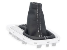 SCHALTMANSCHETTE FUR HYUNDAI KONA automatik DCT SCHALTSACK LEDER NAHT WEISS