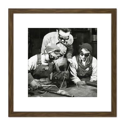 Marshall Frauen Schweißen Stahl Industrie Foto Quadrat Gerahmt Wandkunst 9X9 Zoll