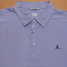 Mens XL PINE TREE Country Club Golf Polo Shirt Cutter & Buck Blue Micro Striped 
