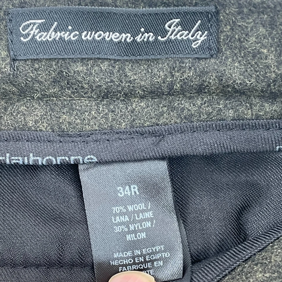 Pantalón Claiborne Hombre 34Rx31 Verde Lana Tweed Cintura Cintada Pierna Recta Italia Foto 3 de 4