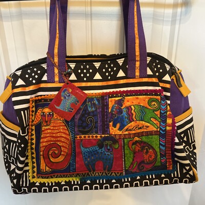 Laurel Burch DOGS Puppies Canine Shoulder Tote NWT