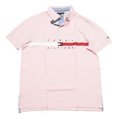 Tommy Hilfiger Big Tall Men's Pink TH Flex Logo Short Sleeve Polo Shirt 