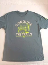 Jeep T Shirt Conquer The Trails Sz XL  Gray And Neon Green Short Sleeve 