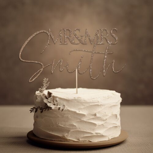 Ghirlanda Rustica Personalizzata Mr Mrs Anniversario Matrimonio Specchio Glitter Cake Topper - Foto 11 di 16