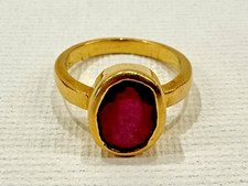 Vintage Handmade 22K Yellow Gold Ring with Ruby Gemstone