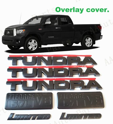 OVERLAY Matte black Fender Door Rear Tundra V8 Limited Emblems