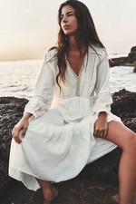 ZARA NEW WOMAN EMBROIDERED MAXI DRESS SAND SIZE SMALL BNWT