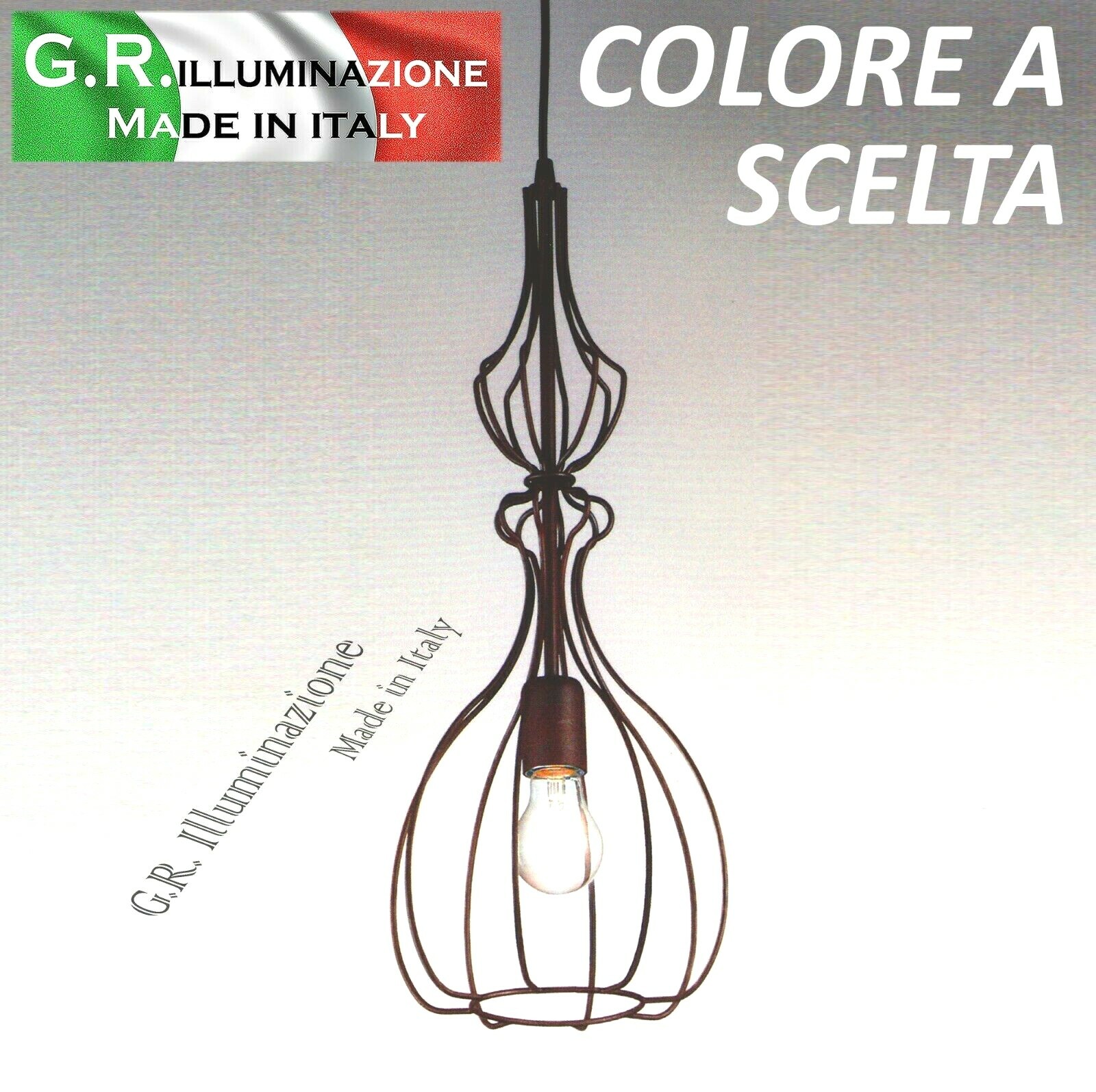 Offerta Lampadario a Gabbia GBM3 Metallo | Sospensione Moderna Bianco Corten