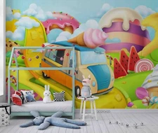 3D Playground Van Wallpaper Wall Mural Removable Self-adhesive Sticker2495
