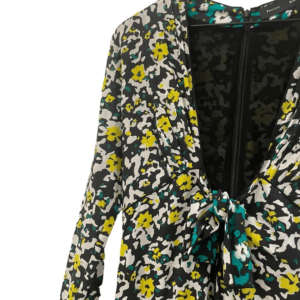 Vestido Proenza Schouler Manga Larga Multicolor Floral Cuello en V Crepé Nudo Talla Midi Foto 4 de 4