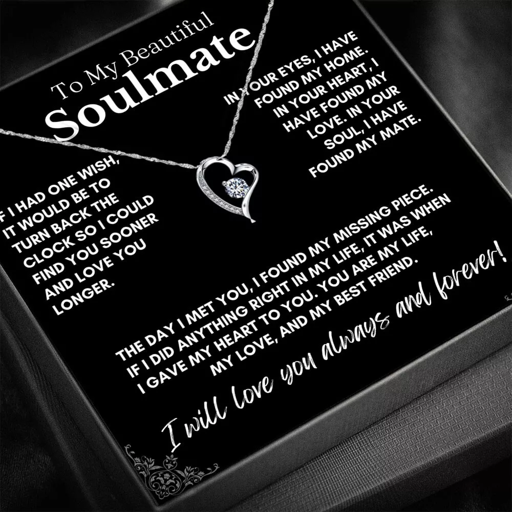 To My Soulmate Wife Necklace Gift for Valentine Fianc e Girlfriend Gifts for Her