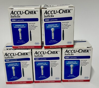 5 Boxes Accu-chek Soft Clix Lancets Roche Diabetic 500 Count Exp 2024-25 Sealed