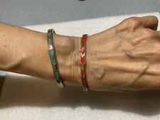 SET OF 2 Enamel / CHEVRONS  Bangle designer B...