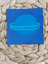 3x3 Inch Acrylic Ink Painting On Watercolor Paper Ring Planet Space Blue M1