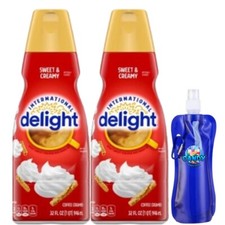 Int'l Delight Sweet Creamy Liquid Coffee Creamer 32 oz 2 Pack w/ Bottle