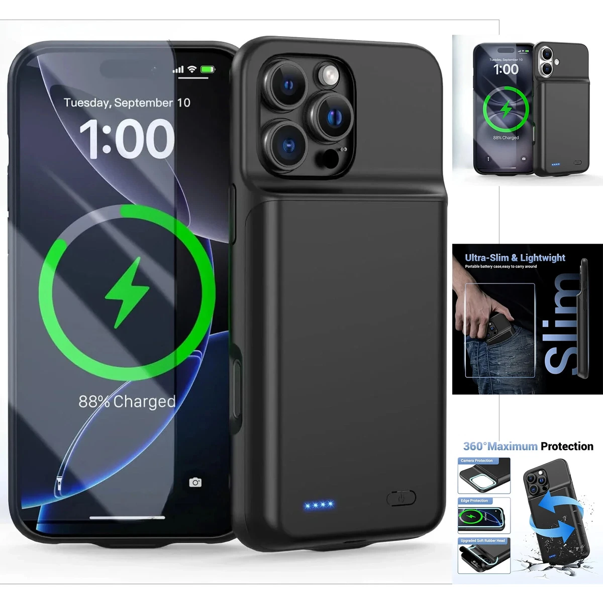 Custodia Power Bank 6800mAh Per IPhone X, XR, XS, XS Max - Caricabatterie Esterno Sottile