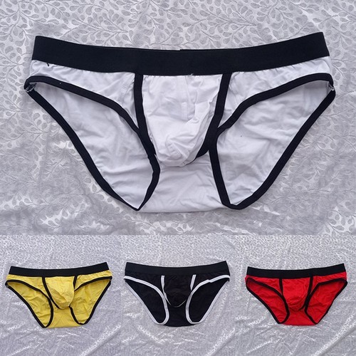 Maiclaice Slip Homme Soie Glacée Taille Basse – Bikini Ultra Léger, Élastique Confort, Couleurs Contrastées