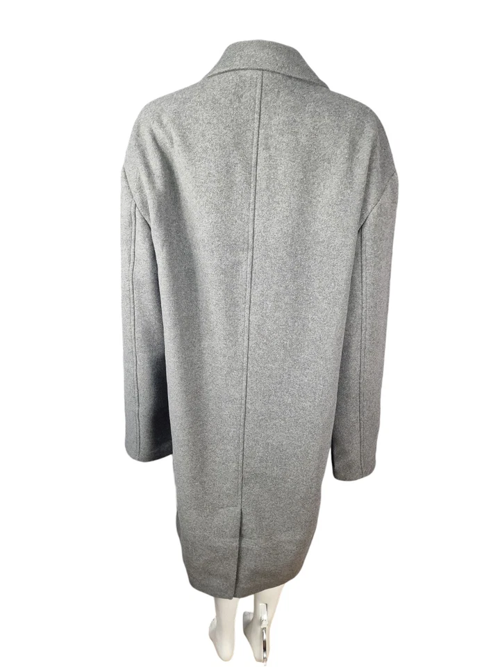 ASOS Grey Longline Relaxed Fit Wool Mix Overcoat Grey Size L Tall - Image 4 of 4