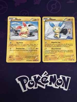 Plusle & Minun Reverse Holo Pair Dark Explorers DEX 39/108 40/108 Pokemon TCG