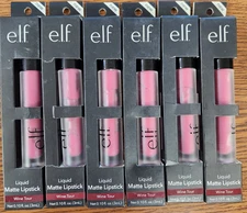 LOT OF 6 E.L.F. LIQUID MATTE LIPSTICK #81170 WINE TOUR 0.10fl oz EACH NIP