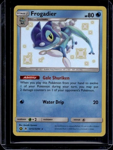 2019 Pokemon SM Hidden Fates Frogadier Shiny Vault #SV12/SV94