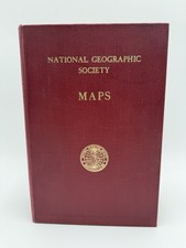 Vintage National Geographic Book Of 27 Maps- 1940s Maps Red Hardback Collectible