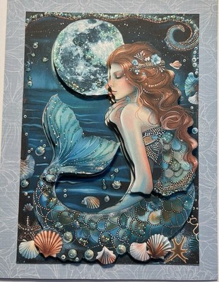 Handmade Greeting Card Art 3D Ocean Mermaid SCRAPZ By Kim