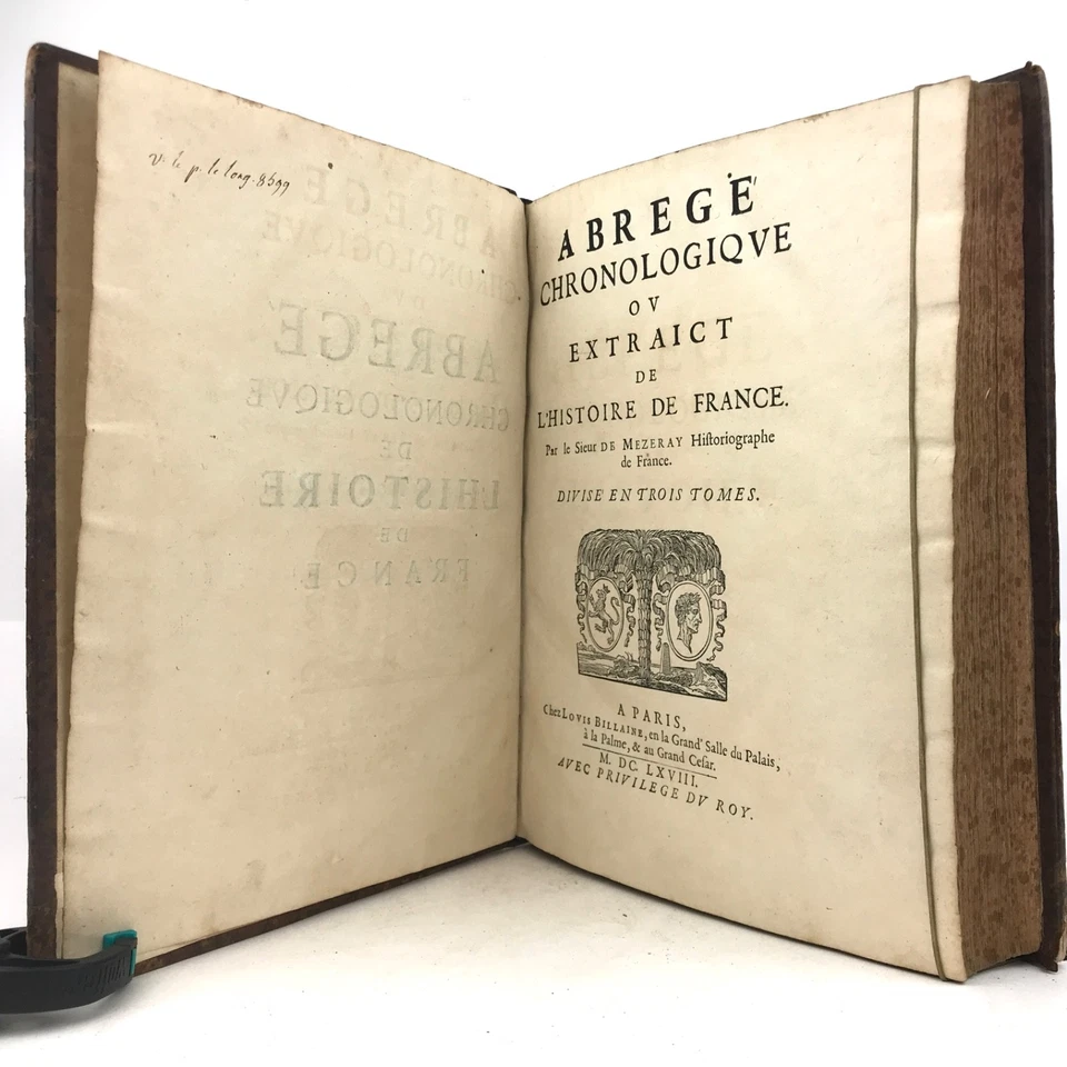 [Histoire XVIIe] ABRÉGÉ CHRONOLOGIQUE 1668 Mezeray 3 vol. PORTRAITS - Photo 3/4