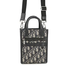 Dior Oblique Jacquard Safari North/South 2-way Tote Bag Size Mini Canvas/Lea...