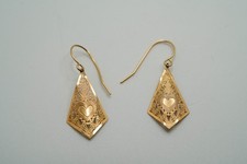 Vintage 14k Yellow Gold Heart Dangle Earrings 0.65g 3cm