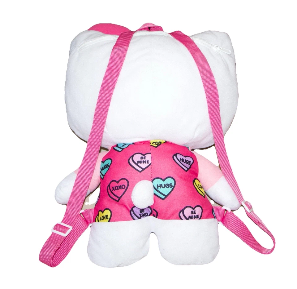 Mochila de pelúcia Hello Kitty rosa Hear 18” - Imagem 2 de 4