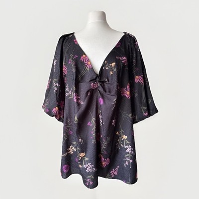 EVERBELLE WOMEN BLOUSE TOP SILKY SHIRT TUNIC SZ UK 20 P2P48 L26 NEW