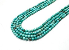    Natural Turquoise Beads   3mm Round Smooth Genuine Blue-Green Gemstone RN128