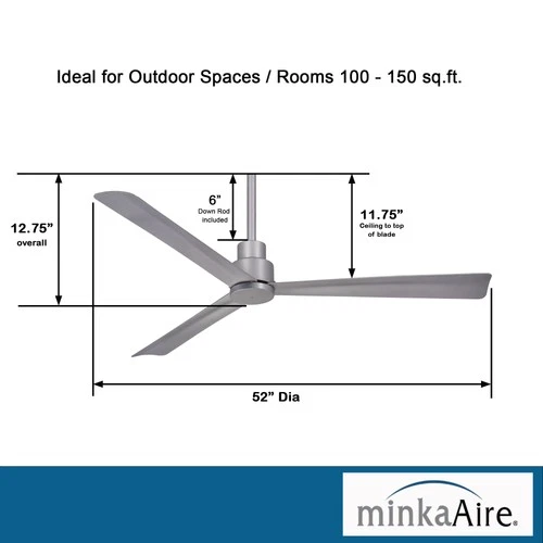 Minka Aire Simple 52"  - Silver 3-Blade Remote Control - Picture 5 of 7