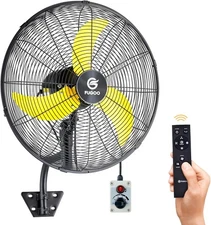 24" Quiet Outdoor Oscillating Wall Mount Fan With Remote Control,All Sealed B...