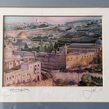 Jerusalem Landscape Art Print Israel Lavi Group Artist Signed Javi G Framed VGC