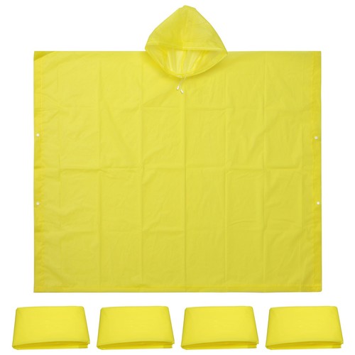 5pcs Rain Ponchos, Waterproof Raincoats with Hood for Outdoor, Yellow
