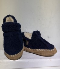 L.L. Bean Cozy ciabatte stivaletti blu navy luminosi foderati in pile unisex bambino taglia 5-6