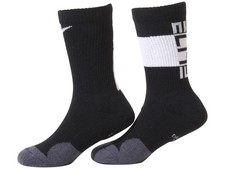 Nike Toddler/Little Boy's Elite Athletic Crew Socks 2-Pairs Black Fits 10C-3Y