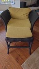 Wicker black Armchair with footstool  