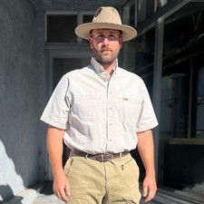 Vintage Carhartt Short Sleeve Work Shirt Khaki Cotton Utility Large