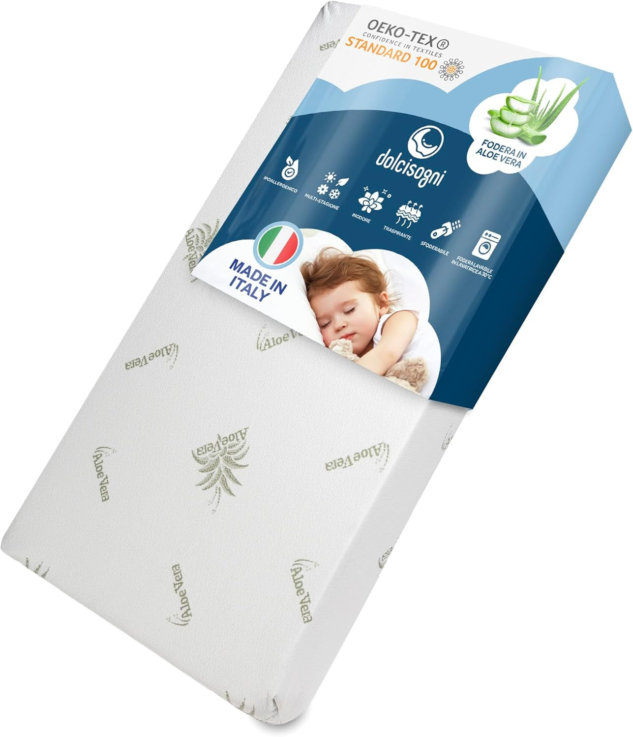 Materasso Lettino 60X120 Cm Spessore 14 Cm, Materasso Culla Bambino Neonati, Fod