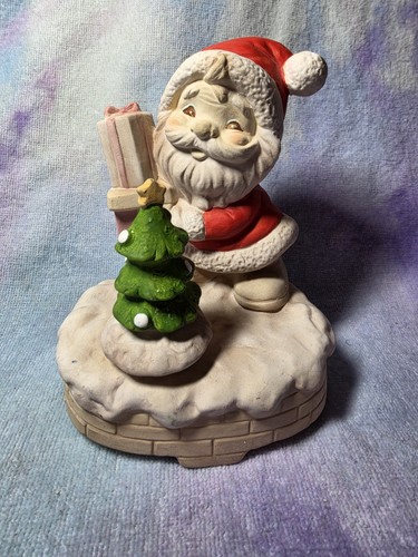 Vintage Ceramic Santa Claus Music Box 6" Christmas Figurine Made In Japan UCTCI