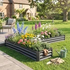 L-Shaped Raised Garden Bed Galvanized Steel Planter Box Dark Grey