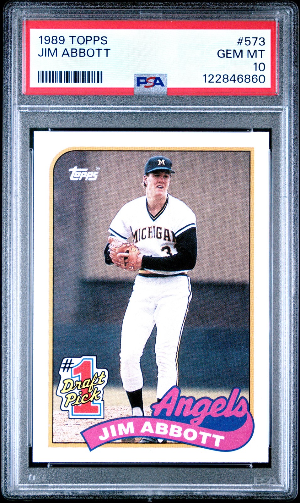 1989 TOPPS #573 JIM ABBOTT ROOKIE RC PSA 10